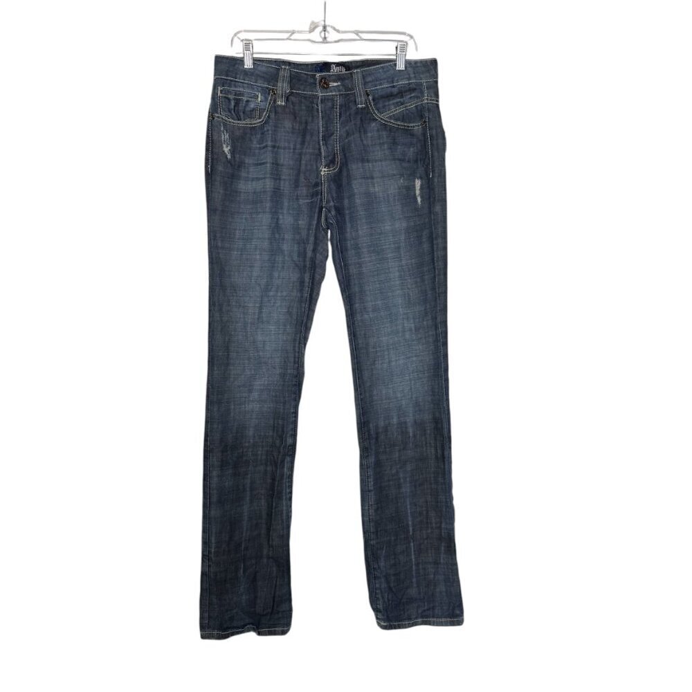 Antik Bronson Jeans 5-Pocket Classic Fit Embroidery Size 32 Distressed Denim